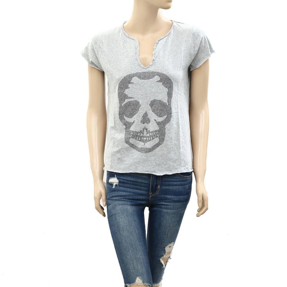 Zadig & Voltaire Tunisien ML Strass T-Shirt Top Stone Embellished M New